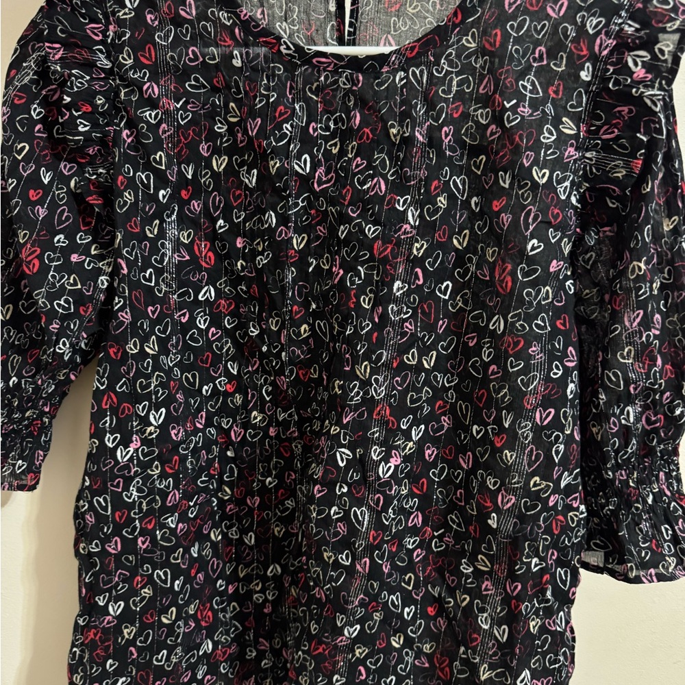 Heart Patterned Black Top